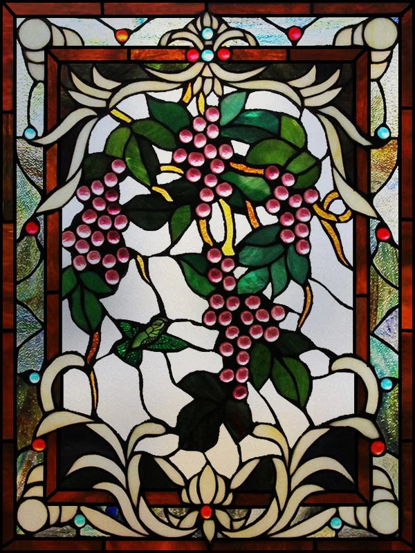 Frosted Stained Glass Window Film, Customized Art, Peacock Hummingbird Static Cling Sticker,Home Decor, Treatment