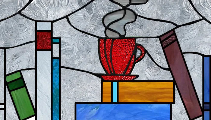 Custom Size 3D Matte Window Film, Stained Glass Decor, UV Window Sticker, Privacy Frosted Static Cling, Book Pattern for Glass