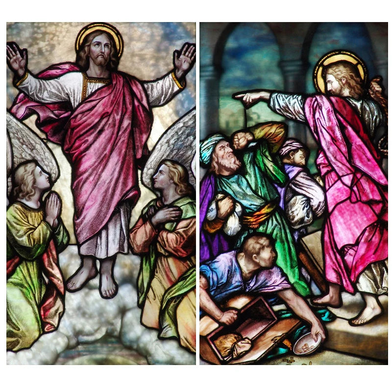 Customized Window Film Glass films Self-Adhesive Frosted Stained Stickers Crucifixion of Jesus/Christ God and the Virgin Mary