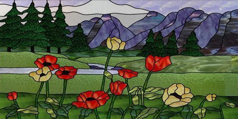 Custom Size Window Film, Stained Glass, Decorative Window Sticker, Privacy Frosted Static Cling, Home Decal