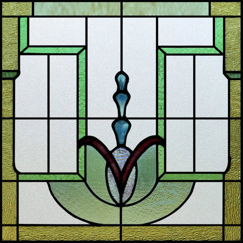 Custom Size Stained Glass Window Film Frosted Privacy Static Cling Retro Prairie Matte Stickers Shower Kitchen Office Home Decor