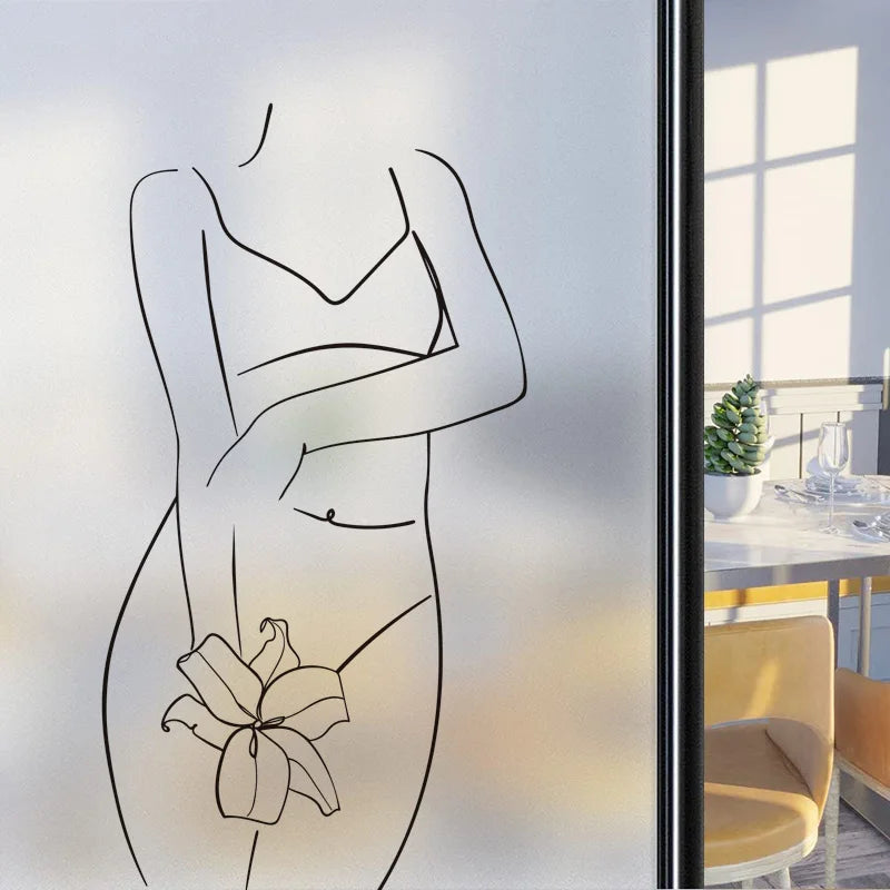 Custom Size Window Glass Films Window Film Static Cling Art Pictures Beauty Women Nude Girl Shower Nordic Obscure Stickers