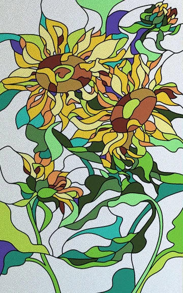 Frosted Stained Glass Film, Custom Size, Privacy, Static Cling,Door Sticker, Bathroom  Kitchen  Home Decor,Rose,Flower, Fruit