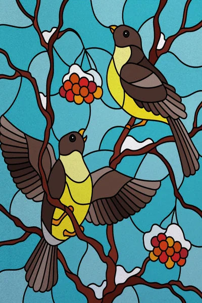 Window Film Stained Glass Stickers,Custom size Static Cling,Frosted Privacy Print Bird,Peacock,Heron,Owl,For Window Home Decor