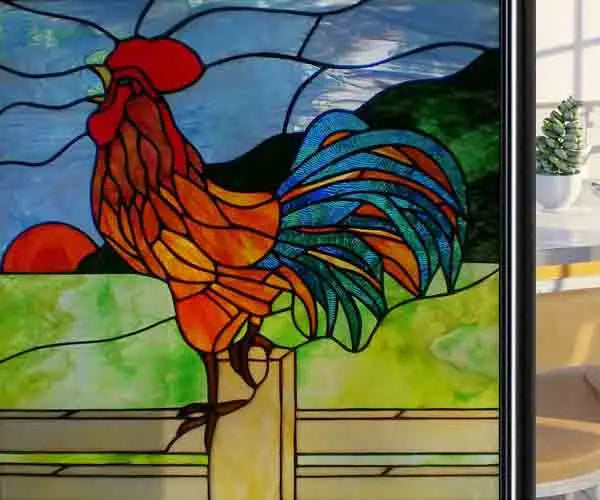 Window Film Frosted Stained Glass Films,Static Cling,Privacy Films,Bird Cock,Door Sticker Kitchen Bathroom Home Decor Customized