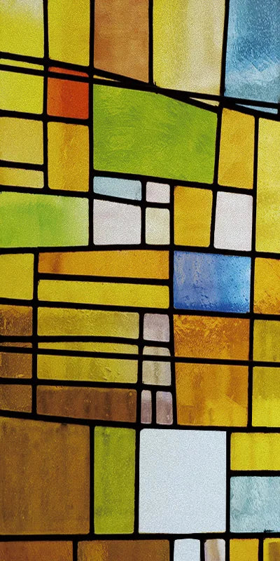 Frosted Stained Glass Window Film, Reusable Window Covering, Sun Catcher, Mosaic Rainbow Color, Privacy, Home-Decor