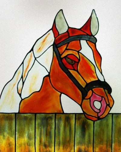 Custom size Stained Glass Window Film Retro Painted Horse Deer, Frosted Static Cling Art Colored Glass Films,Glass Sticker
