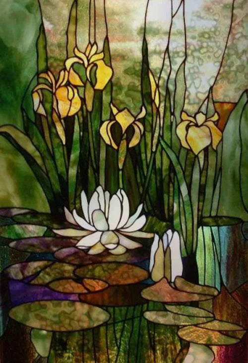 Window Film Frosted Stained Glass Films,Customized Privacy Static Cling,Retro Colorful Stickers Home Decor Bathroom Skylight