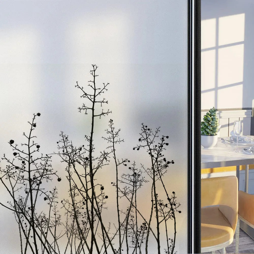 Custom Size Stained Glass Window Film,Frosted Privacy, Static Cling, Door Sticker,Bathroom, Home Decor, Tree, Mountain