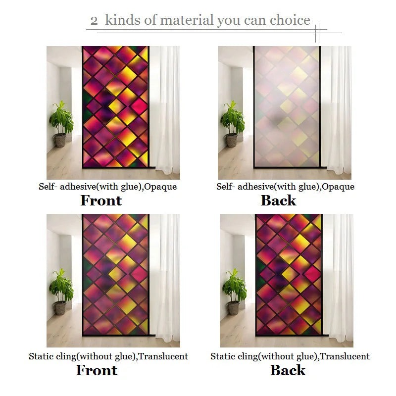 3D Red Square Window Film Print Sticker, Cling Stained Glass Films, Privacy Films, Door Sticker, Office, Home Decor, Customized