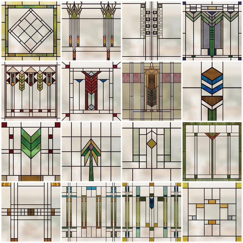 Window Film Frosted Stained Glass Films,Customized Art Design Prairie Static Cling Sticker,Home Decor Foil Window Treatment