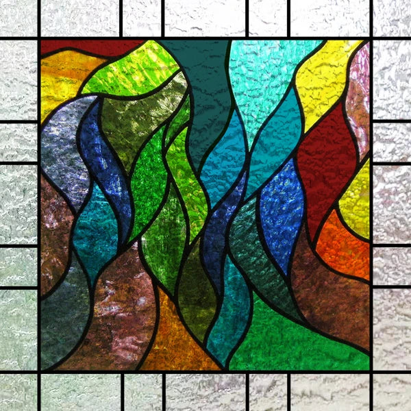 European Church Mosaic Stained Glass Films,Window Stickers Static Cling,Sun, Mosaic, Custom made to fit any Window Size or Shape