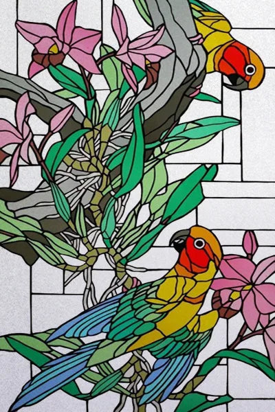 Window Film Stained Glass Stickers,Custom size Static Cling,Frosted Privacy Print Bird,Peacock,Heron,Owl,For Window Home Decor