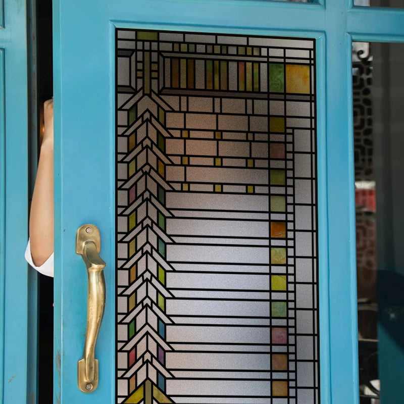 Custom Size Window Film Stained Glass Films Static Cling Frosted Retro Prairie Style Shower Kitchen Balcony Office Home Decor