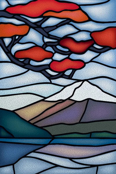 Custom Size Stained Glass Stickers,Static Cling,Frosted Privacy Print Tree, Window Door, Home Decor