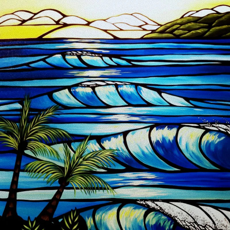 Custom size Glass Films Stained Glass Stickers Static Cling Frosted Privacy PVC Print Natural Village For Window Door Home Decor