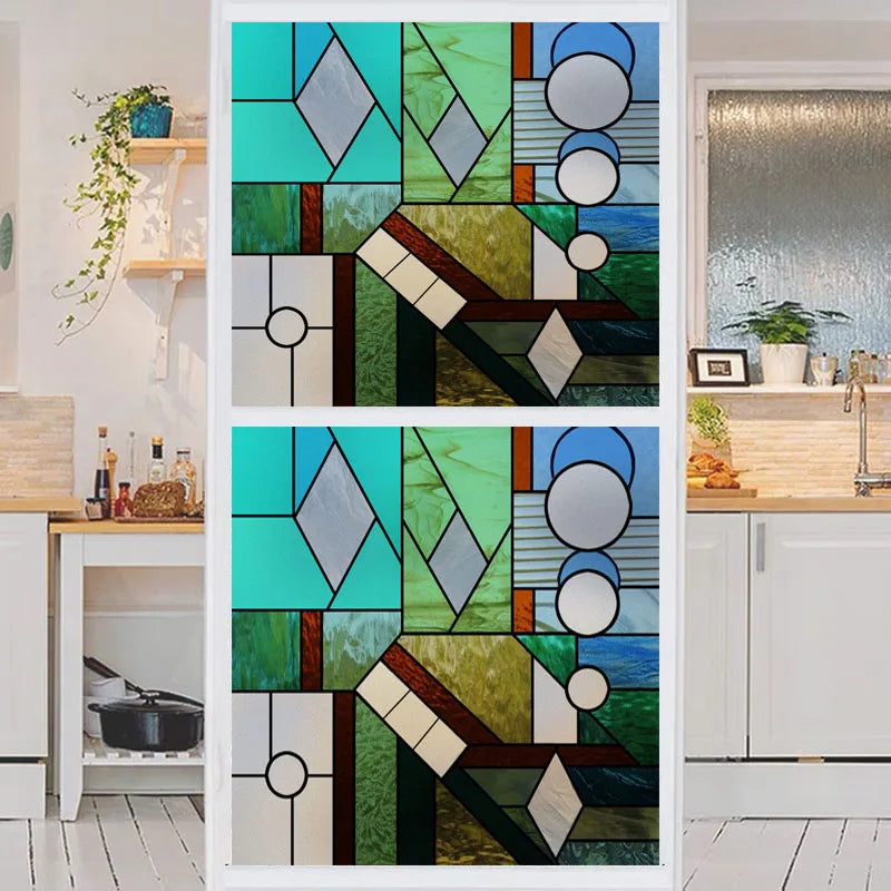 Custom Size Matte Window Film, Stained Glass, Decorative UV Window Sticker, Privacy Frosted Static Cling, Decal for Glass