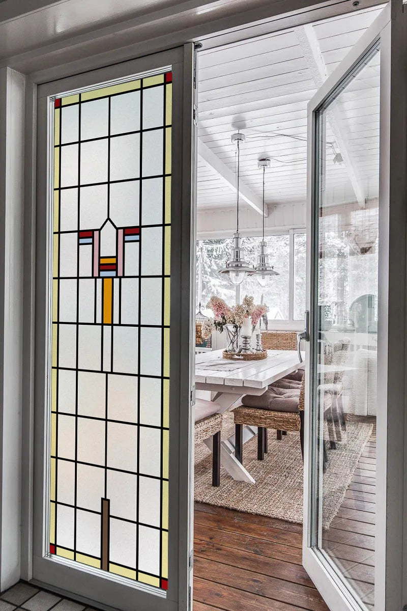 Stained Glass Window Film Transparent/Frosted Glass Sticker Static Cling Prairie Scottish for thin long Glass Door Anticollision