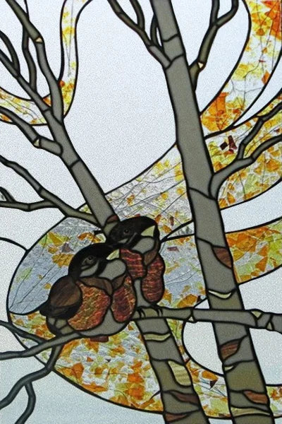 Custom Size Stained Glass Stickers,Static Cling,Frosted Privacy Print Tree, Window Door, Home Decor