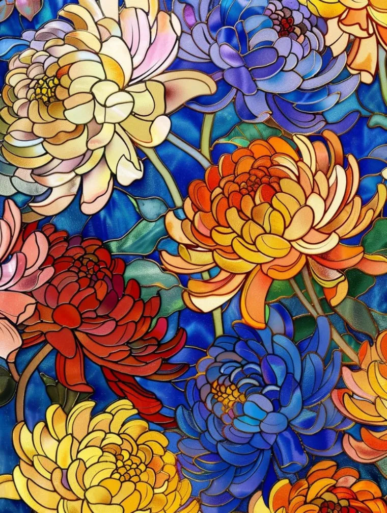 Stained Glass Window Film, Frosted Window Film, ,Privacy,No Glue, Static Cling, Home Decorative Flower