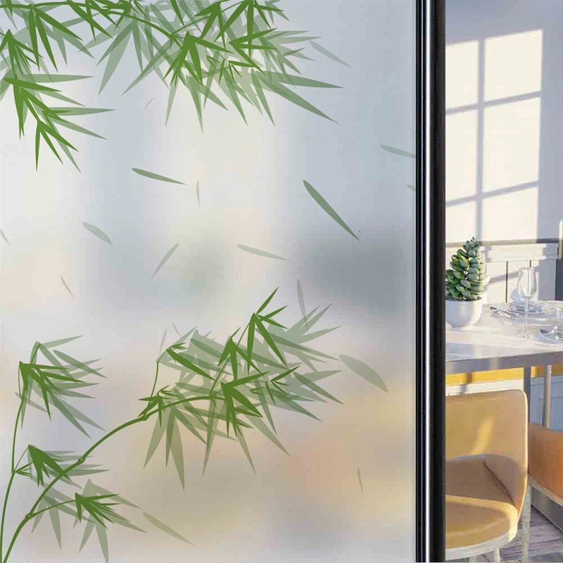 Frosted Stained Glass Window Film, Customized Decor Design, Leaf Static Cling Sticker,Home Decor Foil, Treatment