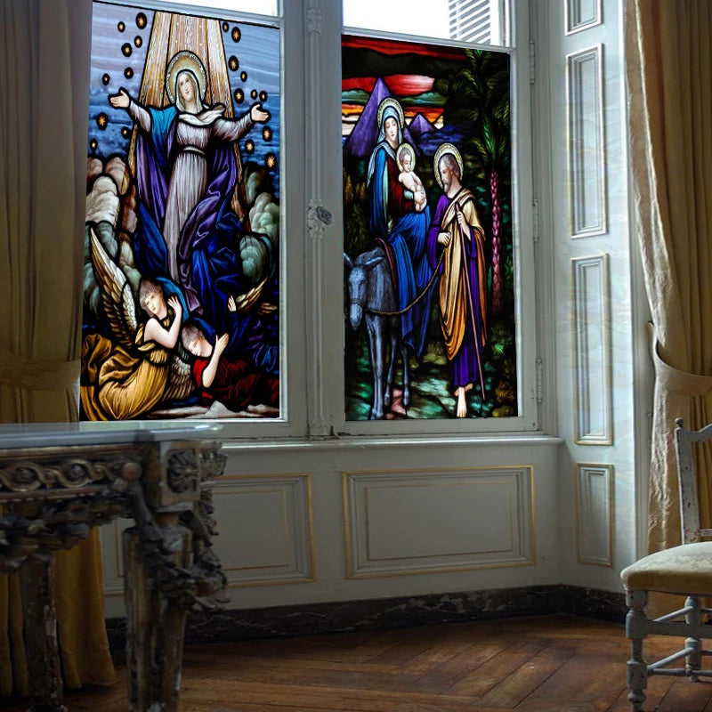 Stained Glass Window Films,Static Cling Frosted Privacy Sticker,Church Jesus Custom Designs,House Worship Home Business Decor