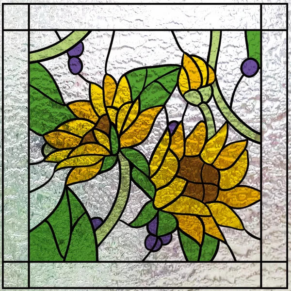 Custom size 3D Matte Window Film Stained Glass Decorative Uv Window Sticker Privacy Frosted Static Cling for Glass Garden Flower