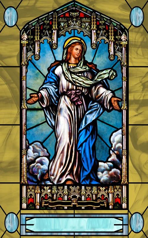 Custom Frosted Stained Glass Window Film, Static Cling ,Church Jesus Christ Blessed Mary Stickers, Window Treatment, Home Decor