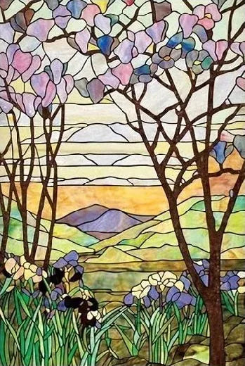 Glass Films Stained Window Film Translucent sticker self adhesive/Static Cling Paper Home decor Landscape painting Tree pattern