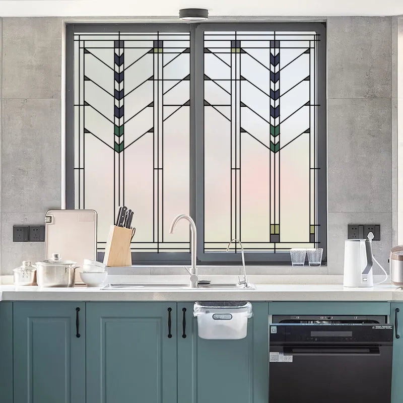 Custom Size Window Film, Stained Glass, Decorative Window Sticker, Privacy Frosted Static Cling, Decal for Glass Door, Office