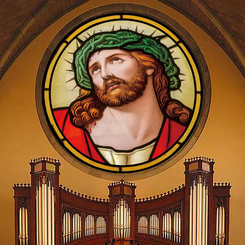 Custom Frosted Stained Glass Window Film, Static Cling ,Church Jesus Mary Angels Picture Stickers, Window Treatment, Home Decor