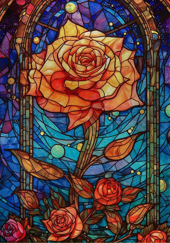 Window Film Frosted Stained Glass Films,Customized Art Design Static Cling Sticker,Rose Flower Home Decor Foil Window Treatment