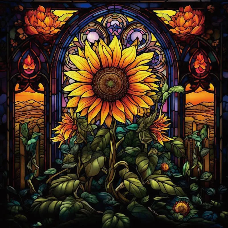 Custom size Window Film Stained Glass Films Frosted Privacy Static Cling Sunflower Sticker Bathroom Skylight Decor