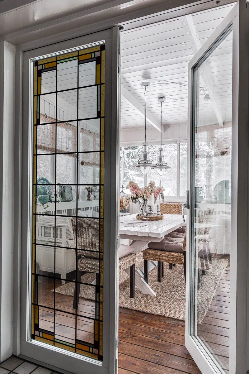 Stained Glass Window Film Transparent/Frosted Glass Sticker Static Cling Prairie Scottish for thin long Glass Door Anticollision