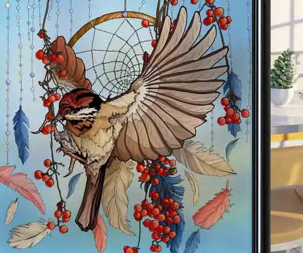 Window Film Frosted Stained Glass Films,Static Cling,Privacy Films,Bird Cock,Door Sticker Kitchen Bathroom Home Decor Customized