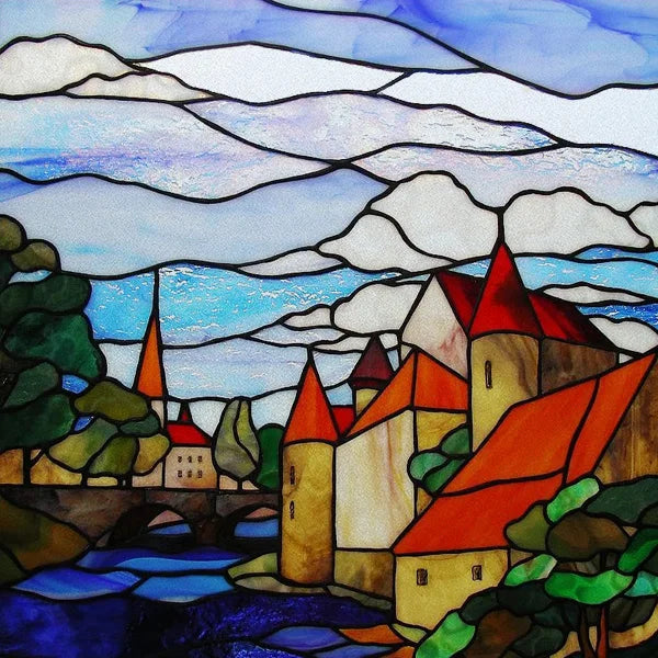 Frosted Stained Glass Window Film, Customized Ocean Boat Color, Static Cling Sticker,Home Decor Foil, Treatment