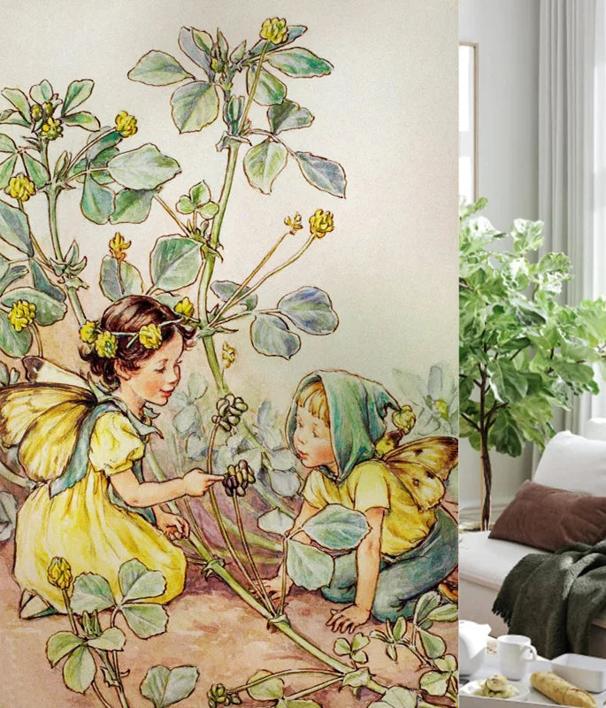 Custom Size Stained Glass Window Film, Flower Fairy Stickers, Static Cling for Kitchen, Bathroom, Bedroom, Door, Home Decor