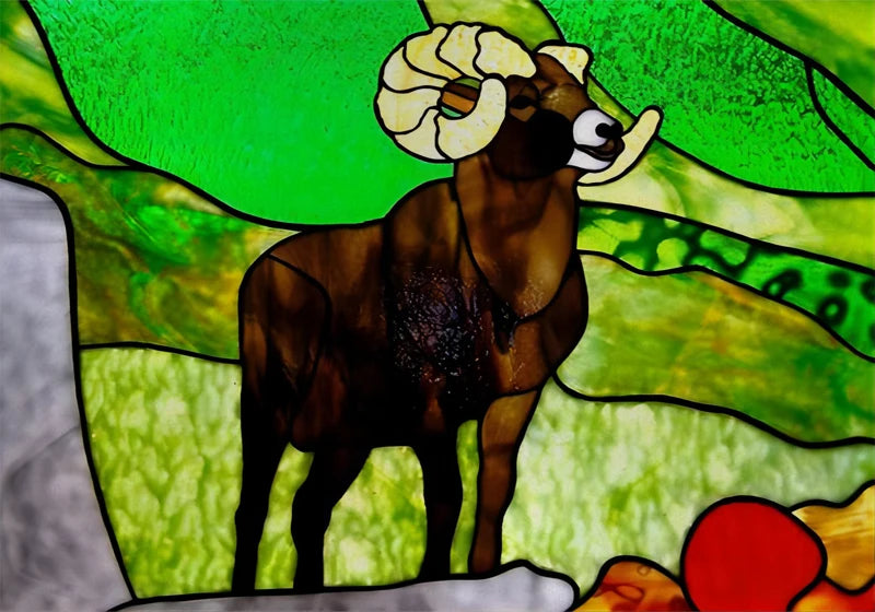 Landscape painting Stained Glass Films Transom/Windows Film Glass Sticker Static Cling Retro Vintage Style Custom Size