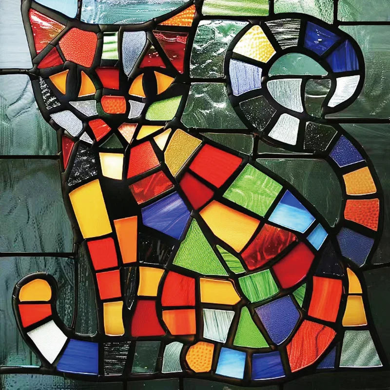 Custom size Window Film Stained Glass Films Frosted Privacy Static Cling cat Sticker Bathroom Skylight Decor