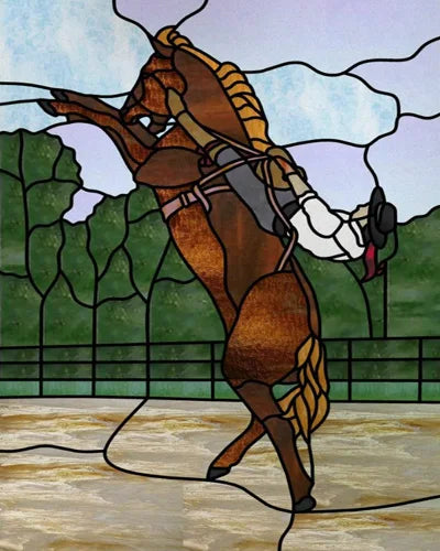 Custom size Stained Glass Window Film Retro Painted Horse Deer, Frosted Static Cling Art Colored Glass Films,Glass Sticker