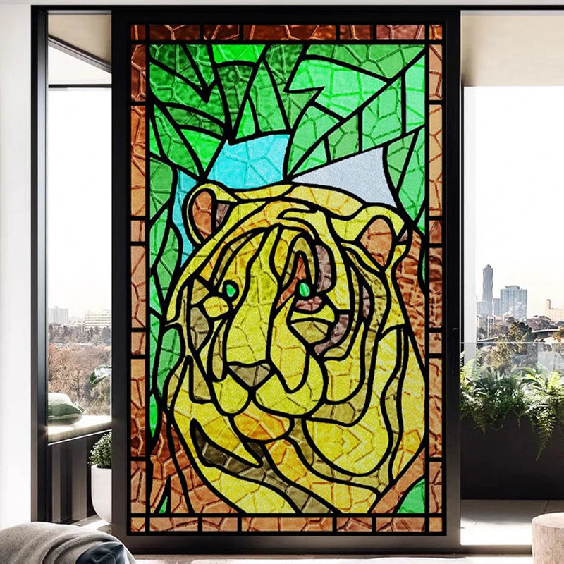 Customized Stained Glass Film Window Films Static Cling Frosted Sticker Church Peacock Birds Cat For Door Bathroom Home Decor