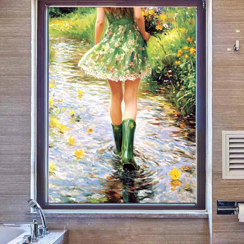 Stained  Glass Film,  Window Sticker,Static Cling, Home Decor, privacy For Bathroom Kitchen Home Decor Custom Size