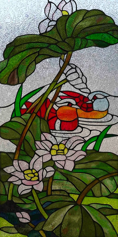 Custom Size 3D Matte Window Film, Stained Glass, Decorative UV Window Sticker, Privacy Frosted Static Cling, Home Decal,Peacock