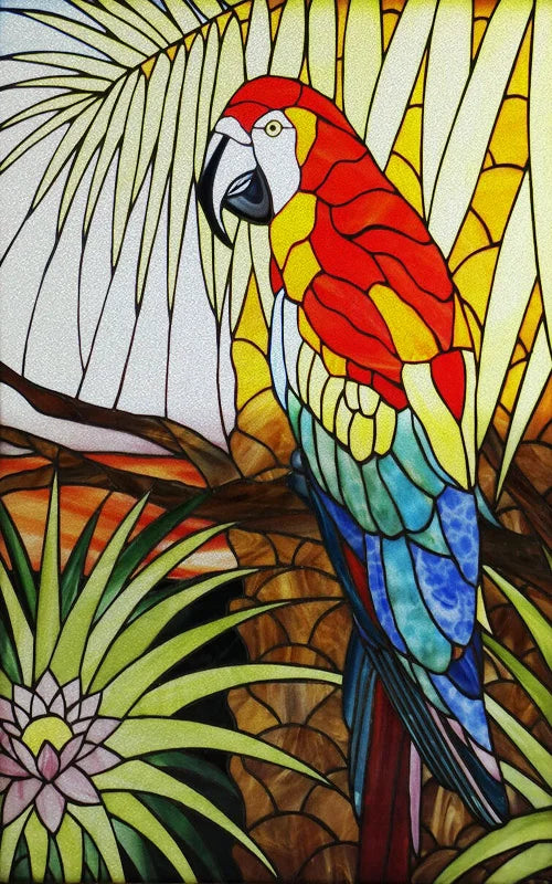 Custom Size Glass Window Film Static Cling Frosted Glass Films Stickers For Bathroom Kitchen Door Birds Heron Parrot Owl