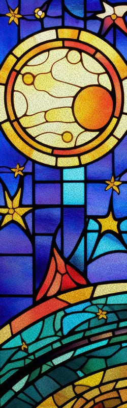 Frosted Stained Glass Window Film, Customized Static Cling,Privacy, Church Retro Sticker,Office, Home Decor,Sun and Moon