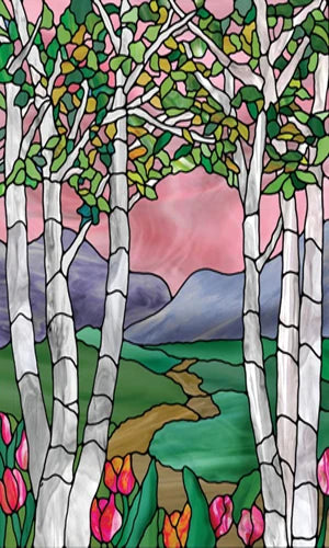 Custom size Glass Films,Stained Glass Stickers Static Cling,Frosted Privacy Print Flower,Tree,Rivers For Window Door Home Decor