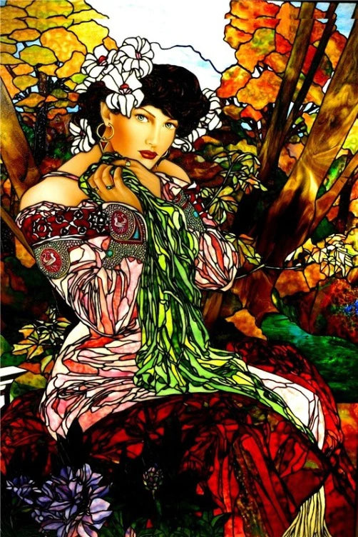 Custom Size Stained Glass Window Film, Church Sticker, Girl Angel Painting, Kitchen, Bathroom, Bedroom, Door, Home Decor