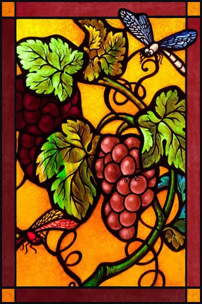 Custom Size Stained Glass Window Film Fruit Pattern Grape Mango Watermelon For Rectangular Shape Glass Office Door Home Decor