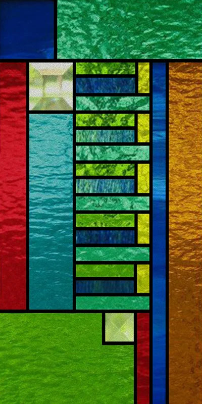 Frosted Stained Glass Window Film, Reusable Window Covering, Sun Catcher, Mosaic Rainbow Color, Privacy, Home-Decor
