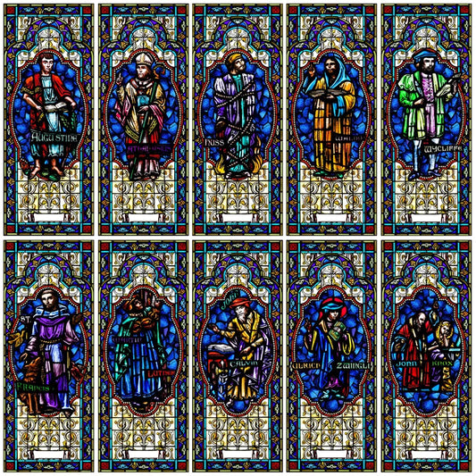 Religious Stained Glass Films,Frosted Window Sticker,Christ Gothic Styles Painting, Church Prayer Room, House of Worship Home